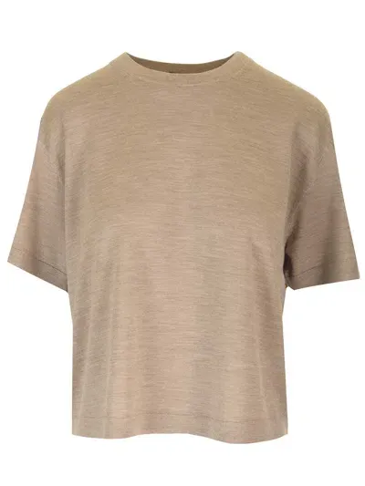 Theory Regal Wool T-shirt In Brown