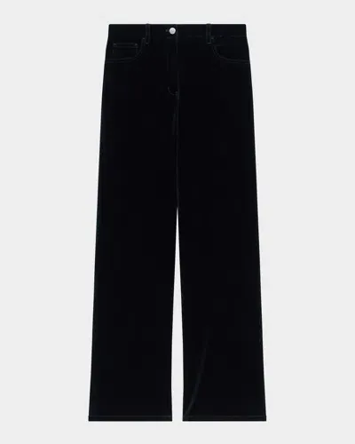 Theory Relaxed Straight Velvet Jeans In Black