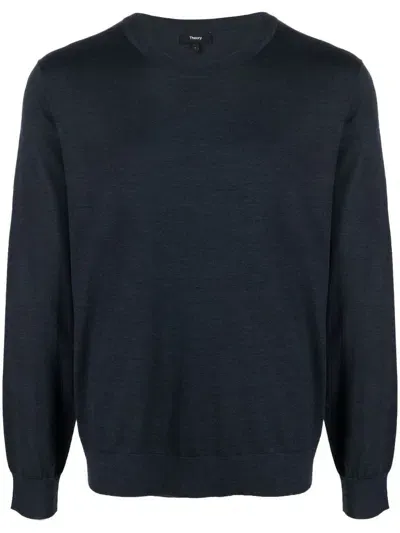 Theory Round-neck Knit Jumper In Blau