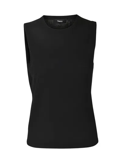 Theory Round Neck Plain Gilet In Black