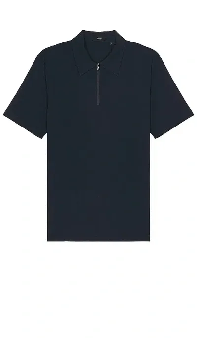 Theory Ryder Quarter Zip Polo In Baltic