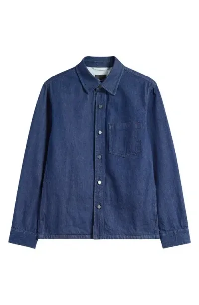 Theory Snap-up Organic Cotton Denim Shirt Jacket In Rinsed Indigo