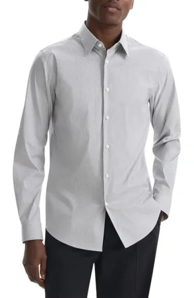 Theory Sylvain Micropattern Stretch Cotton Blend Button-up Shirt In Bkwh