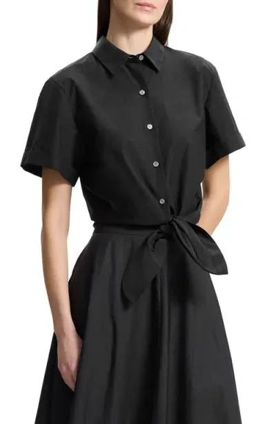 Theory Tie Front Button-up Shirt In Black