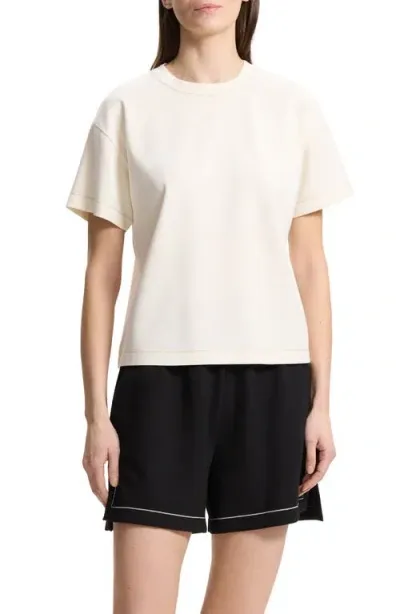 Theory Topstitch Trim T-shirt In Ivory