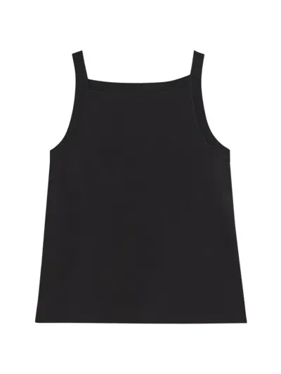 Theory Square-neck Rib-trim Tank Top In Black