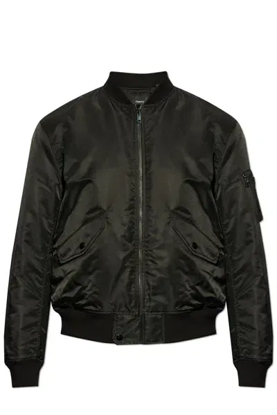 Theory Zip Up Bomber Jacket In Black