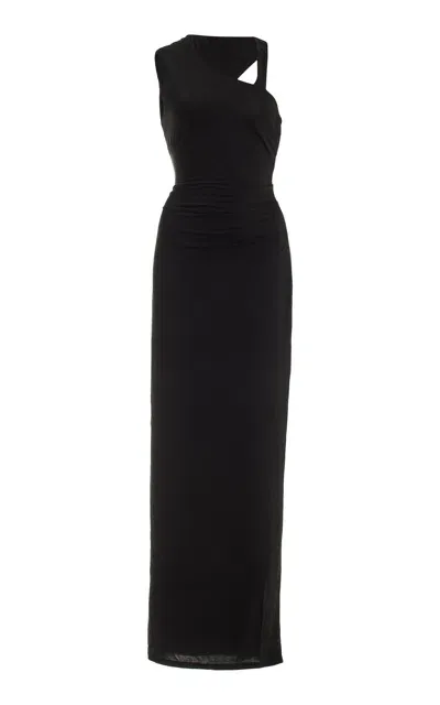 Third Form Asymmetric Twisted Jersey Maxi Dress In Black