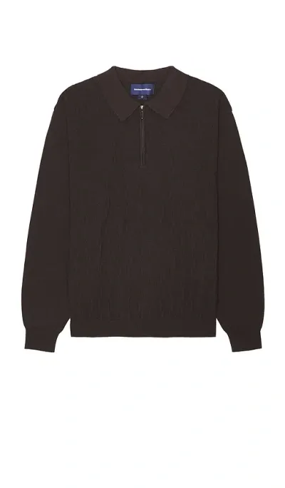 Thisisneverthat Cable Knit Zip Polo In Black