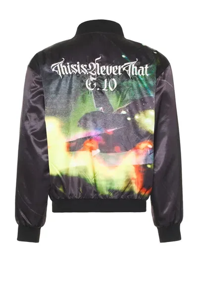 Thisisneverthat Flame Satin Jacket In Black