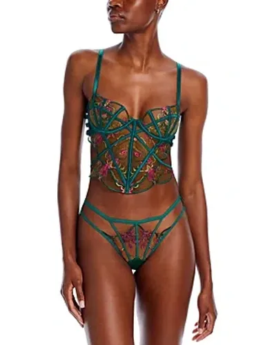 Thistle And Spire Venus Embroidered Underwire Bustier In Emerald