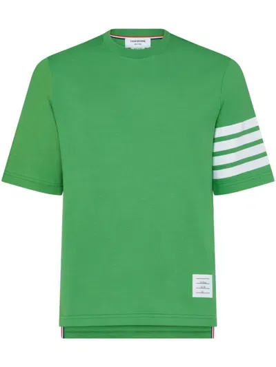 Thom Browne 4-bar Round-neck T-shirt In Green