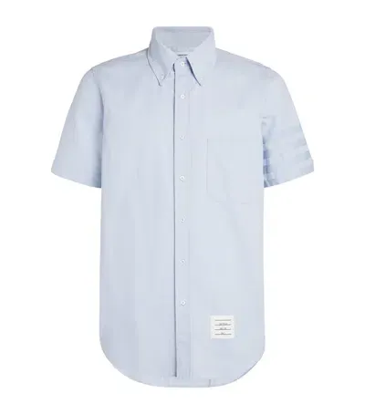 Thom Browne 4-bar Short-sleeved Shirt In Blue