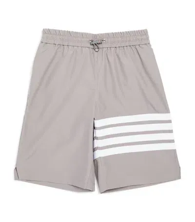 Thom Browne Kids' 4-bar Swim Shorts In Grey