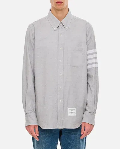 Thom Browne 4 Bars Buttondown Cotton Shirt In Grey