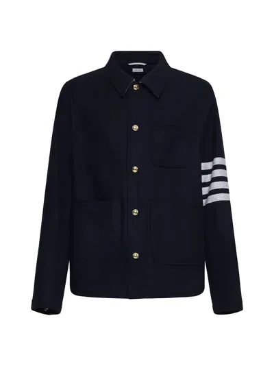 Thom Browne 4-bar Stripe Shirt Jacket In Blue