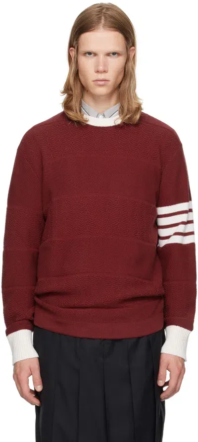 Thom Browne Burgundy 4-bar Rugby Sweater In 615 Burgundy