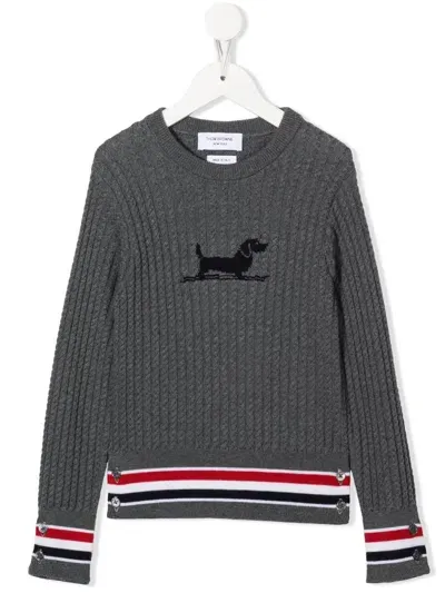 Thom Browne Pullover Mit Zopfmuster In Grey