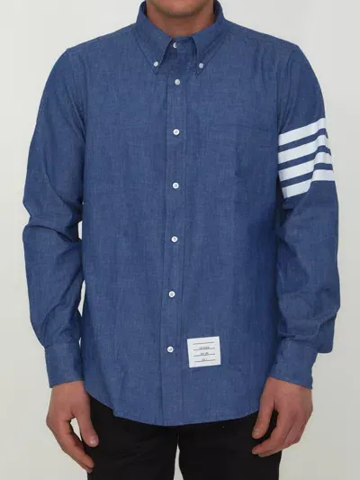 Thom Browne Chambray 4-bar Shirt In 450