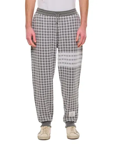 Thom Browne Check 4 Bar Cotton Sweatpants In Grey