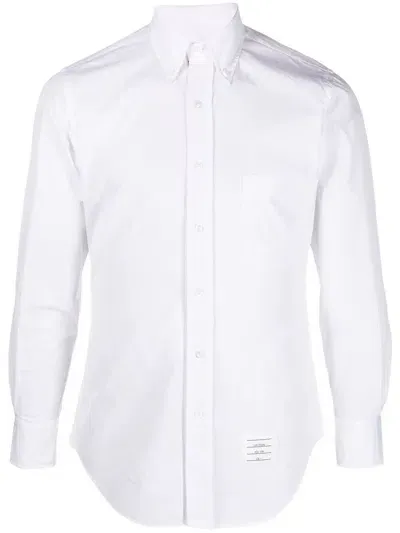 Thom Browne Button-down Rwb Detail Shirt In White