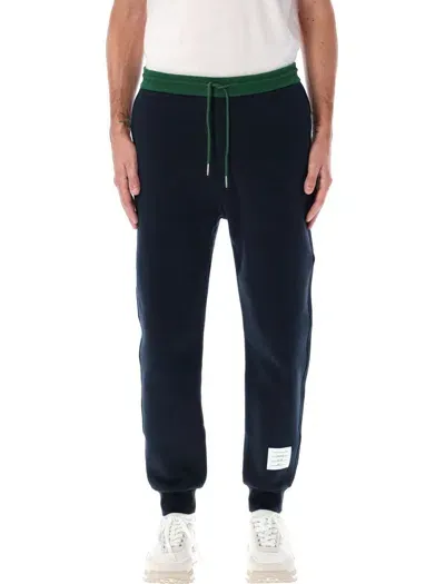 Thom Browne Color Blocked Sweatpants In Brushed Loop In Blue