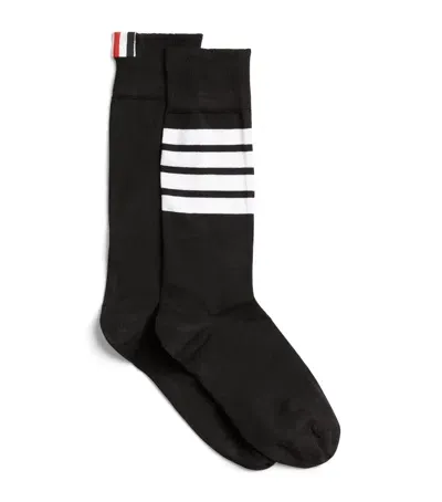 Thom Browne Cotton-blend 4-bar Mid-calf Socks In Black