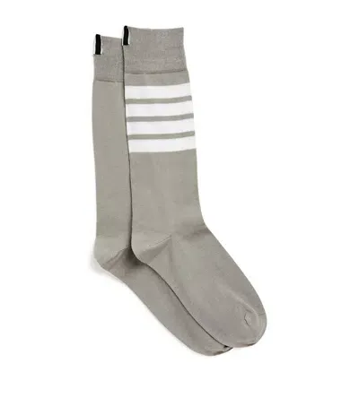 Thom Browne Cotton-blend 4-bar Mid-calf Socks In Gray