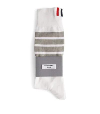 Thom Browne Cotton-blend 4-bar Mid-calf Socks In Gray