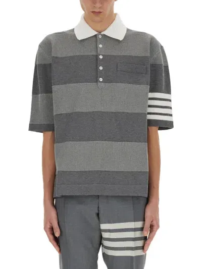 Thom Browne Cotton Polo In Grey