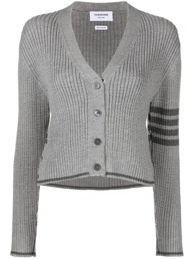 Thom Browne Cropped Cardigan In Grey