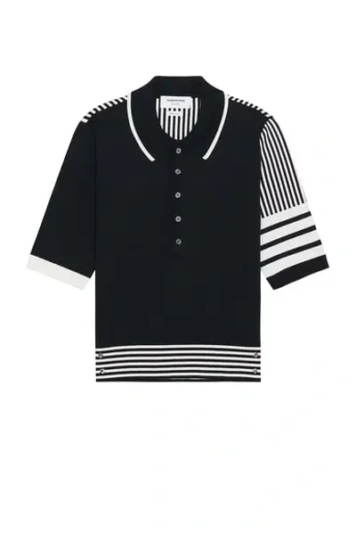 Thom Browne Fun Mix Seersucker Polo In Navy