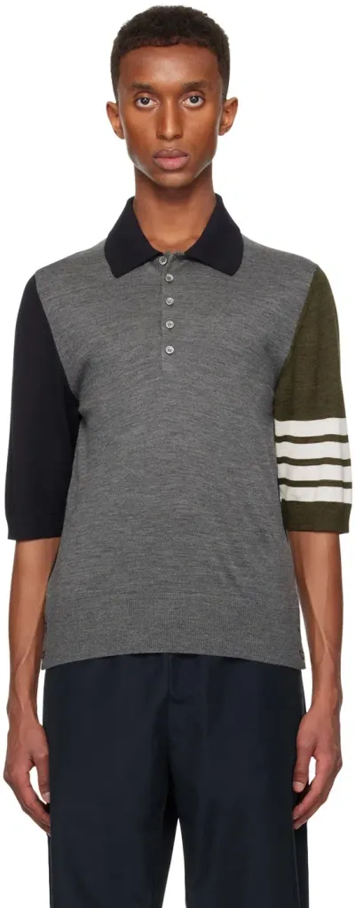 Thom Browne Gray Funmix 4-bar Polo In Grey