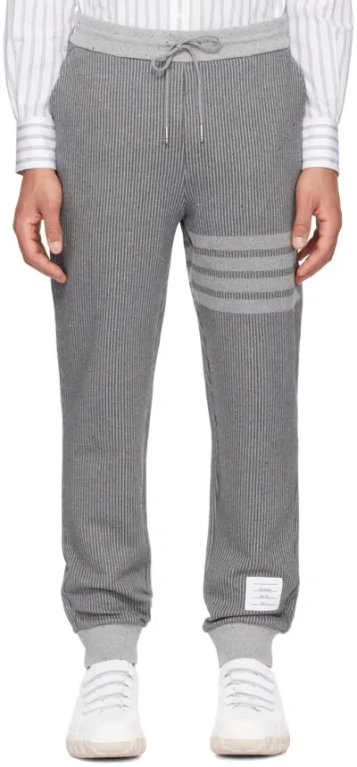 Thom Browne 4-bar Knitted Track Pants In 035 Med Grey