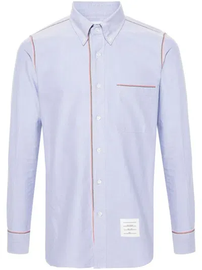 Thom Browne Grosgrain-trim Cotton Shirt In Blue