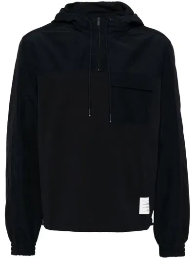 Thom Browne Half Zip Combo Hoodie In Blue