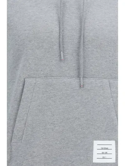 Thom Browne Hoodie Pullover W/ Cb Rwb Stripe In Clas In Gray