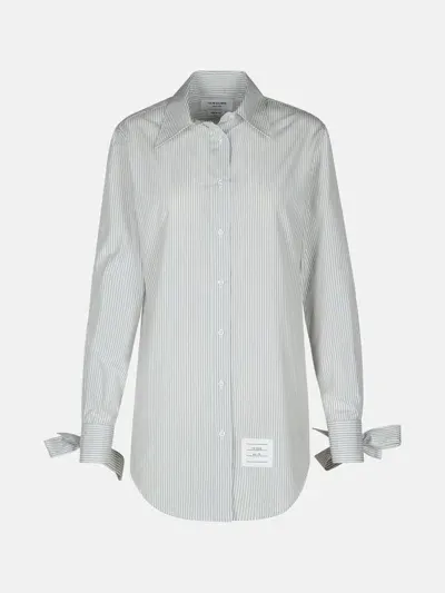 Thom Browne Long Shirt In Grey Silk Blend