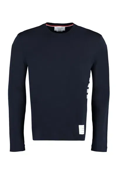 Thom Browne Long Sleeve Wool T-shirt In Navy