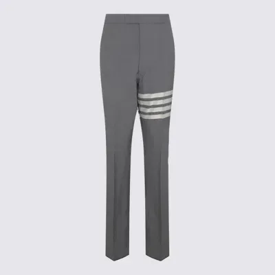 Thom Browne Med Grey Plain Weave 4-bar Trousers In Gray