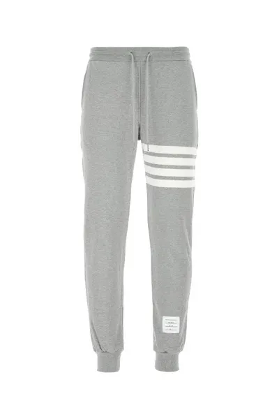 Thom Browne Melange Grey Cotton Joggers In Multicolor