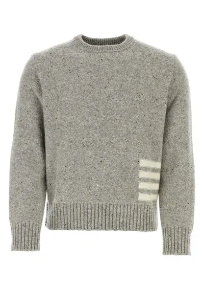 Thom Browne Melange Grey Wool Blend Sweater In 055