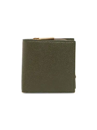 Thom Browne Bi-fold Leather Wallet In Dark Green