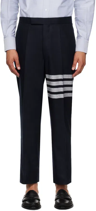 Thom Browne Navy 4-bar Trousers In Multicolor