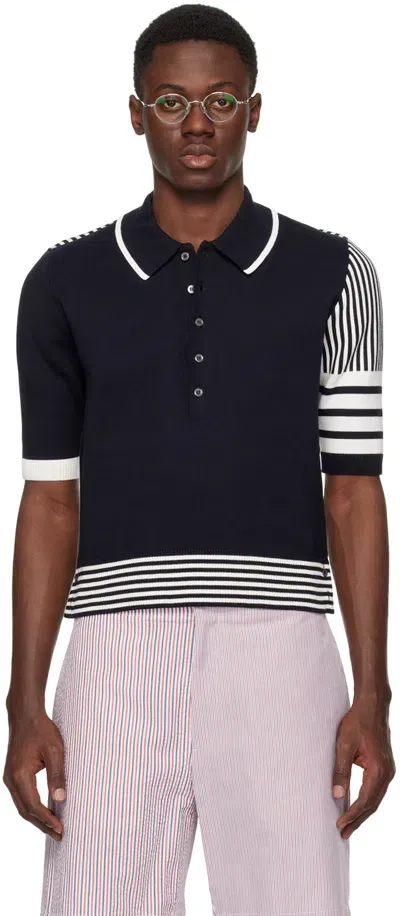 Thom Browne Navy & White 4-bar Polo In 415 Navy