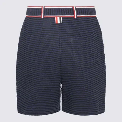 Thom Browne Navy Blue Cotton Blend Shorts