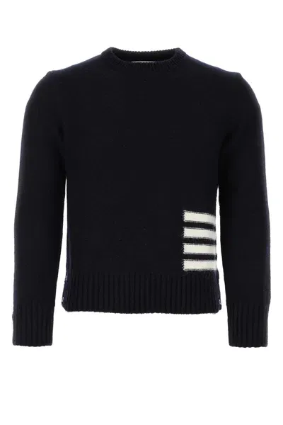 Thom Browne Navy Blue Wool Blend Sweater In 415