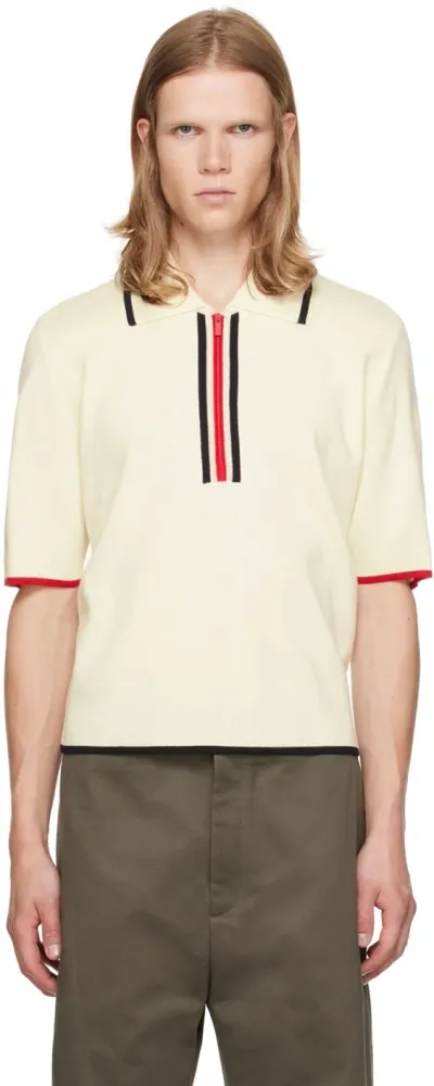 Thom Browne Off-white Virgin Wool Polo In 100 White