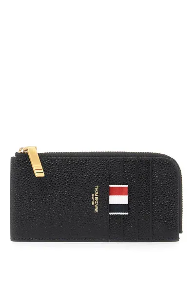 Thom Browne Pebble Grain Leather Cardholder In Black