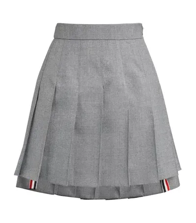 Thom Browne Pleated Mini Skirt In Gray